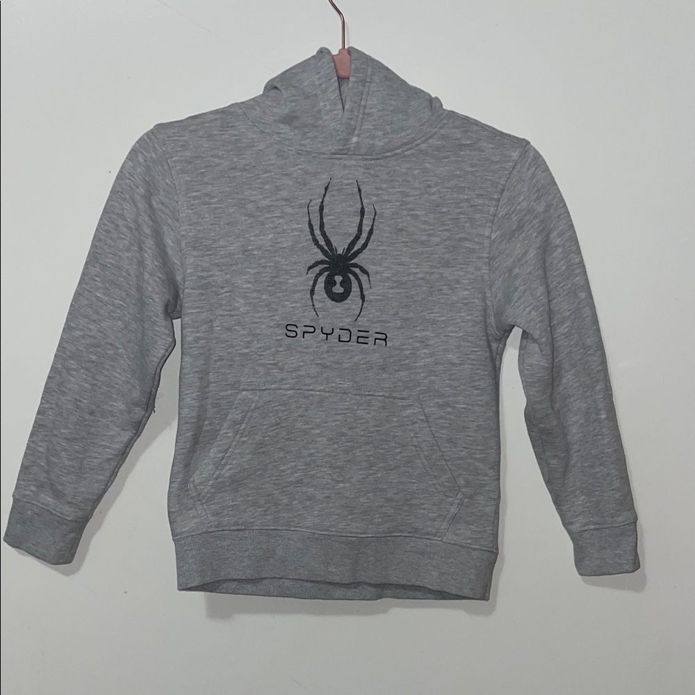 Spyder Gray Hoodie with Spider Logo boys size ( 7/8)
